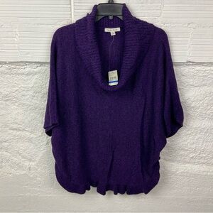 NWT Studio Works Rich Purple short sleeve cowl neck Turtleneck Sweater size XL
